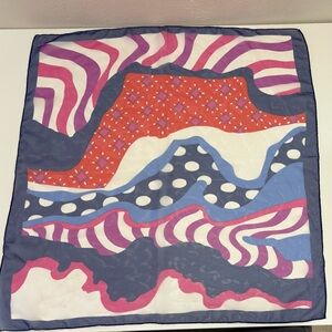 Colorful Abstract Pattern Vintage Hand Rolled Scarf 26.5” square